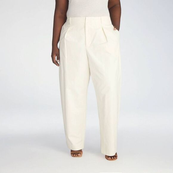 KBB by Kahlana Pants - KBB by Kahlana -  Women's 'The Mid-Rise Barrel Leg Tr Off-White
